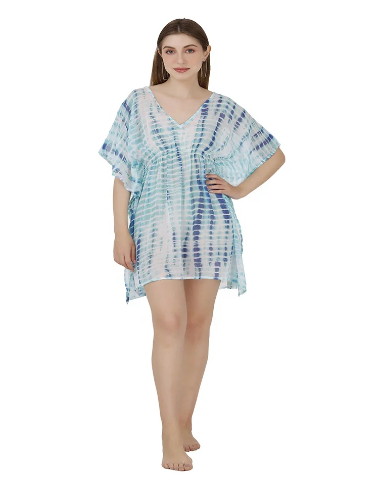 Swimwear Beachwear 2023 sexy beach swim cover-up 100% poly chiffon printed comfy holiday beach kaftan dress for women ladies