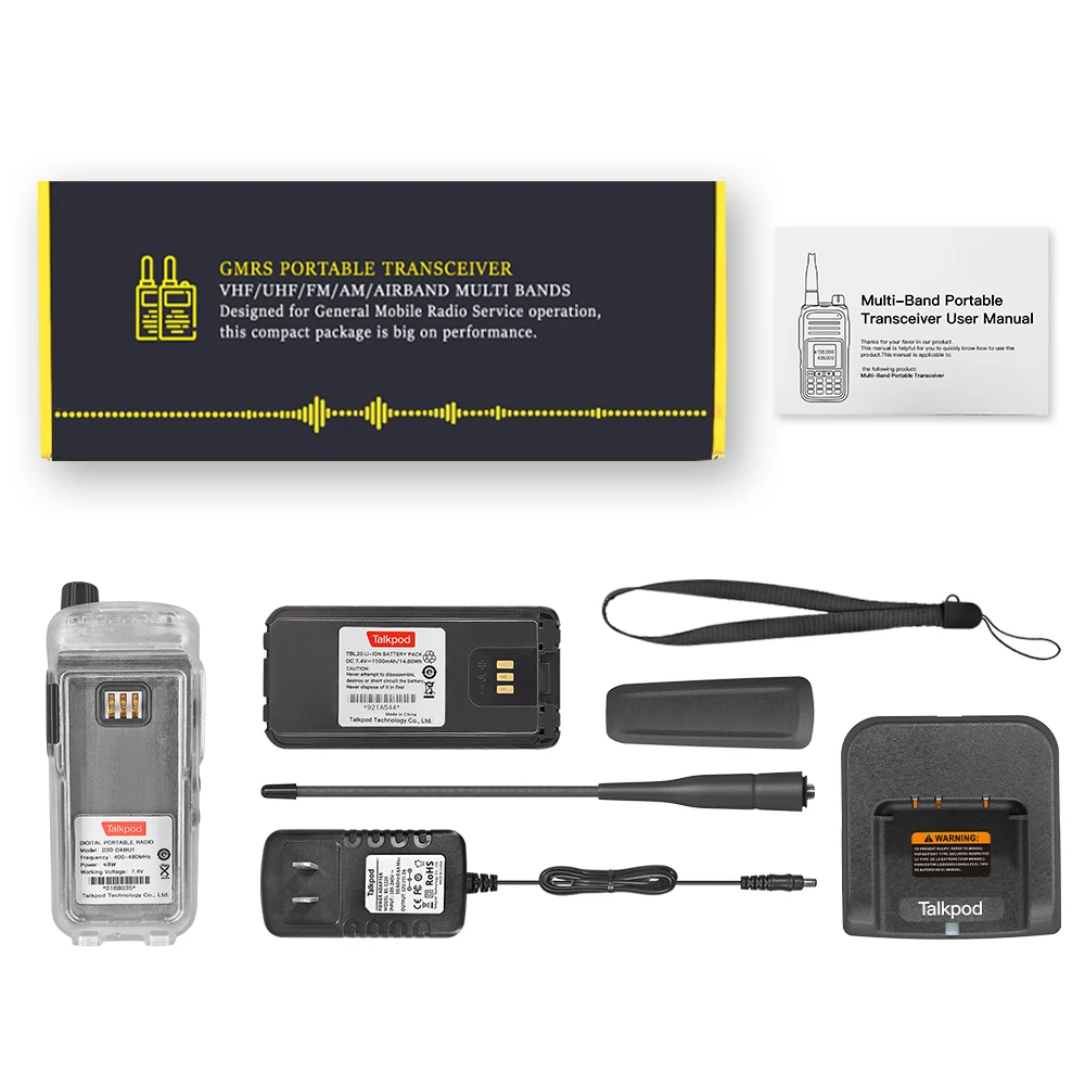 Talkpod A36plus Airband VHF 5w FM multi-function handheld transceiver with 1.8 inch large color display