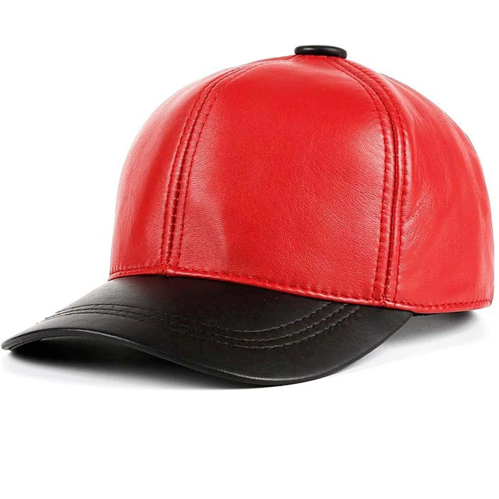 Promotional Customized Logo Factory Price Outdoor Sports Wholesale Men Leather Caps Men Customized Leather Caps Men OEM Service