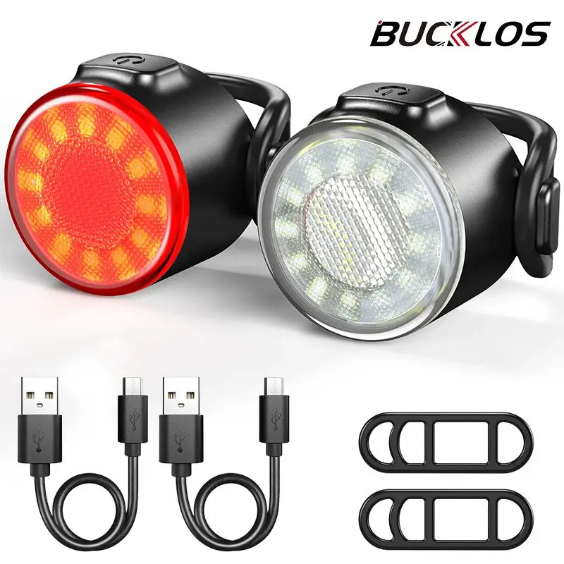 BUCKLOS светодиодный фонарик перезаряжаемый USB-фонарик для велосипеда передний и задний фонарь мини-фонарь горного оборудование верховой езды