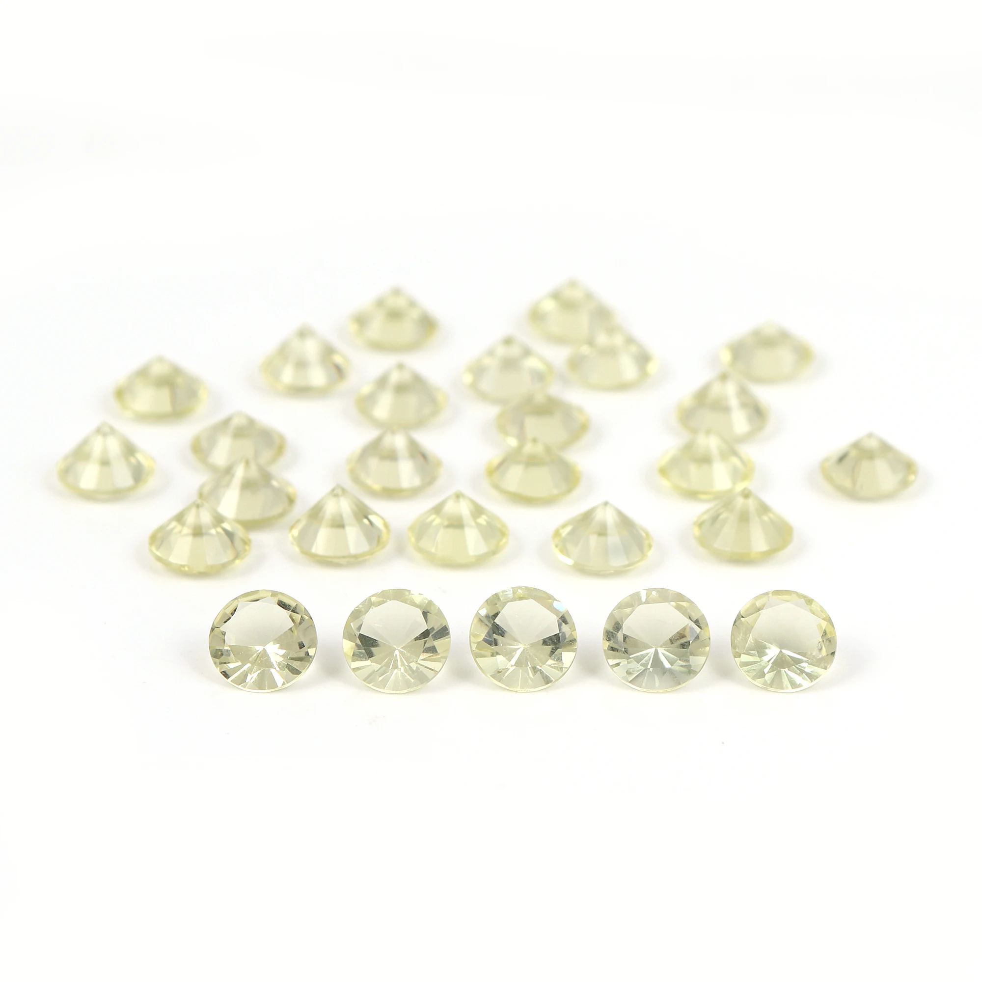 100% Natural Lemon Quartz Loose 4MM Gemstone Top Grade Quality Diamond Cut Hand Made Round Brilliant Shape For Jewelry Making