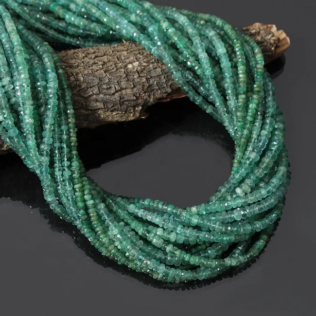 Emerald Bead Beautiful Green Color Roundel Shape Faceted Loose Jewelry Making Strand Precious Gemstone Beads