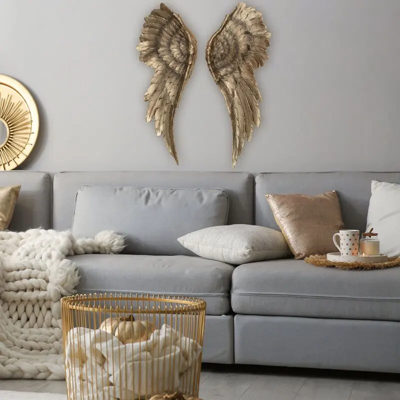 For Sale 2 Piece Angel Wing Bas Relief Wall Decor Set Metal Home Decor Interior Home Decor In Wholesale Prices