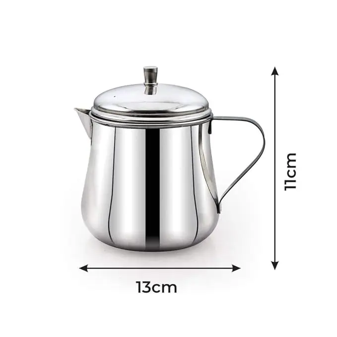 Metal  Set of 2 Stainless Steel Tea and Coffee Pot Serving Stainless Steel Teapot  Lid Pack of Two 200ml  350 ml Tea Serving Pot
