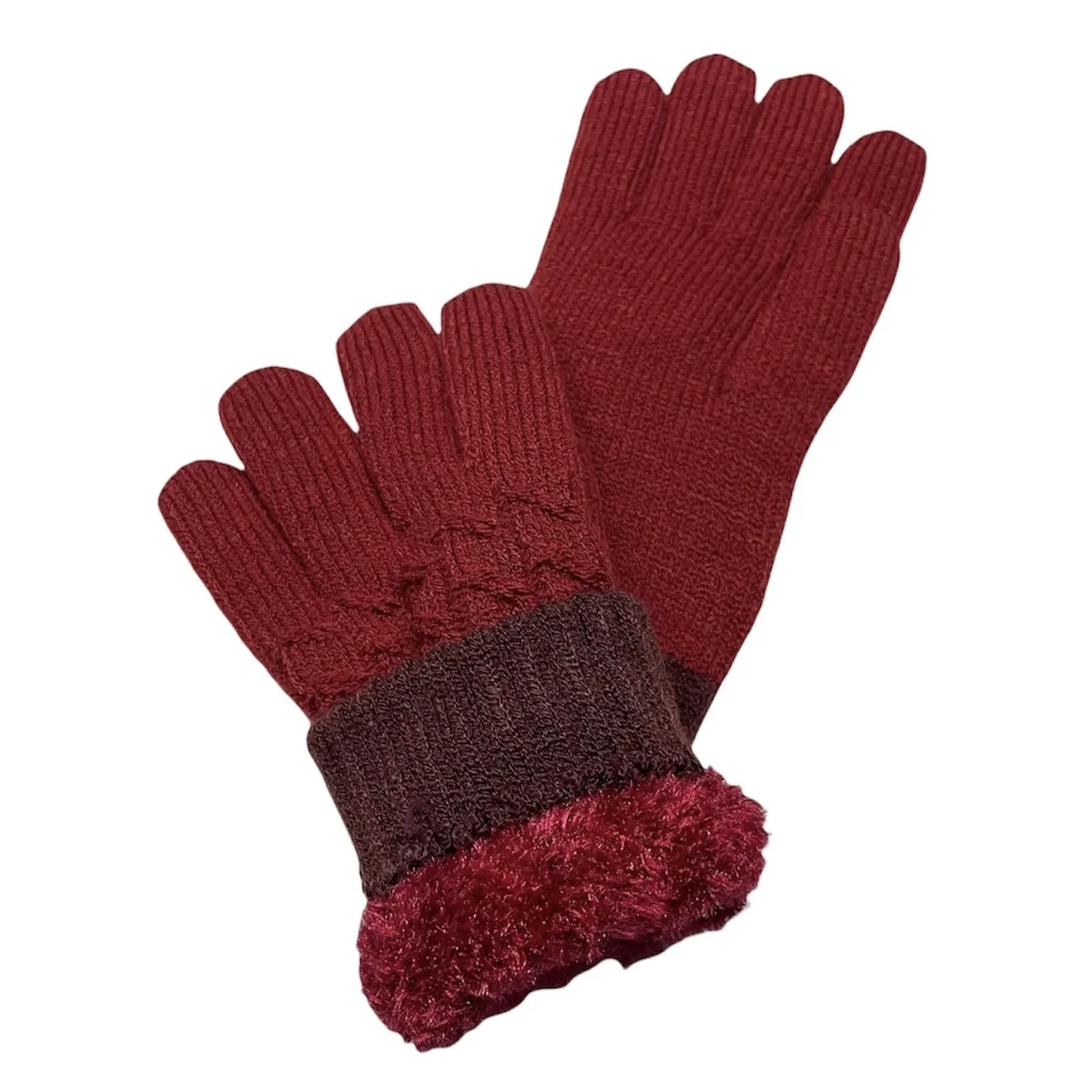 Cable knitted Winter warm women scarf hat & glove sets