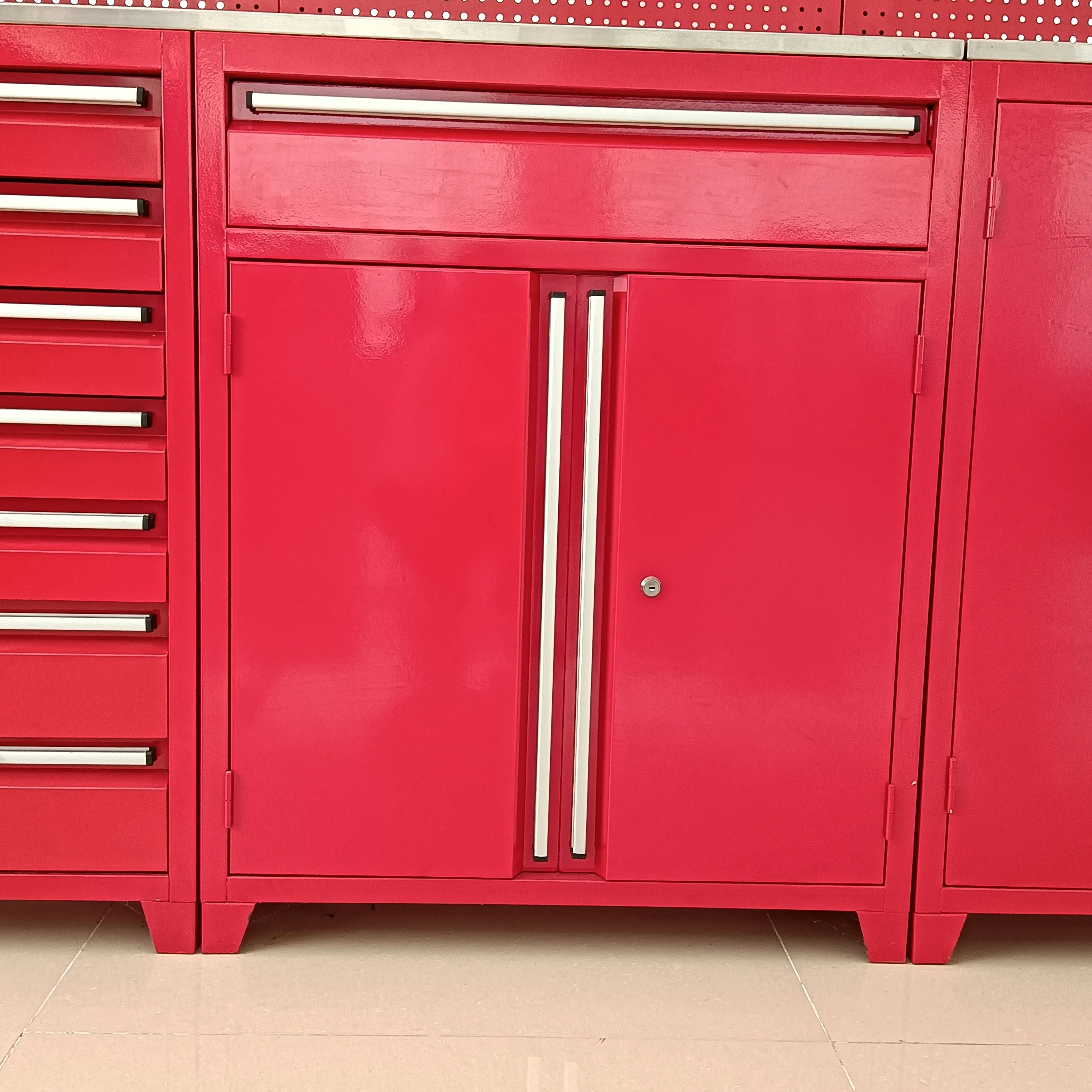 Hot selling metal garage cabinet storage with work bench high quality storage tool garage cabinet