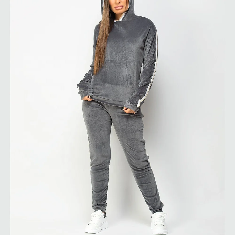 Apparel Processing Services For Women Tracksuit Zip Up Sweatsuit your Own Logo Plain Velvet Tracksuit
