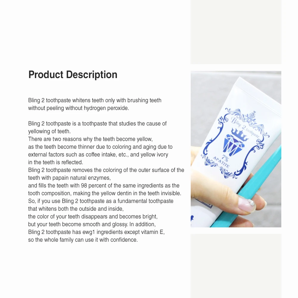 teamsmore premium toothpaste, whitening keep gums healthy and teeth white for long time coating surface of teeth EWG 8 level