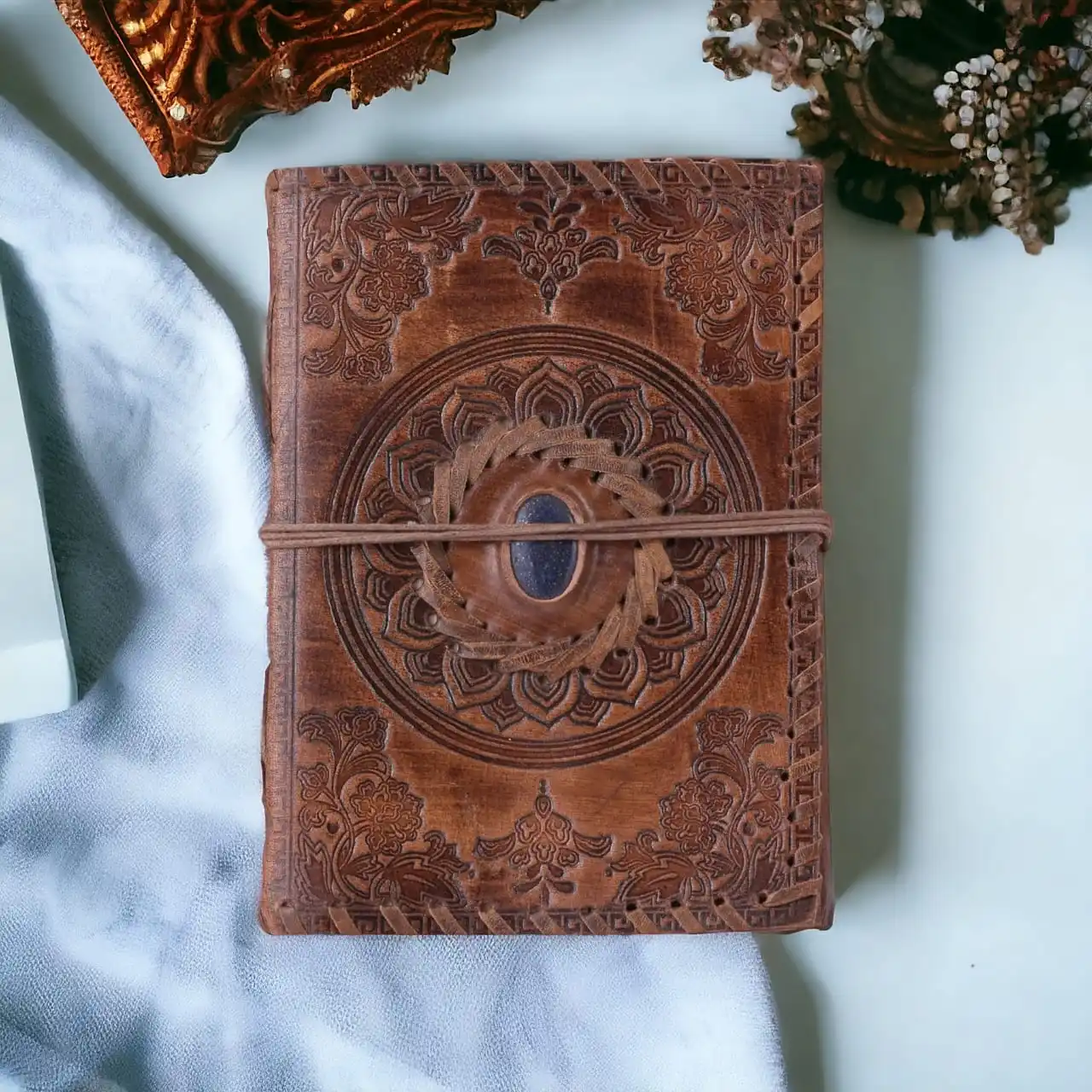 Genuine Designer leather notebook Journal Traveler Diary With Handmade Cotton Softcover Portable Notebook OEM & FBA Product