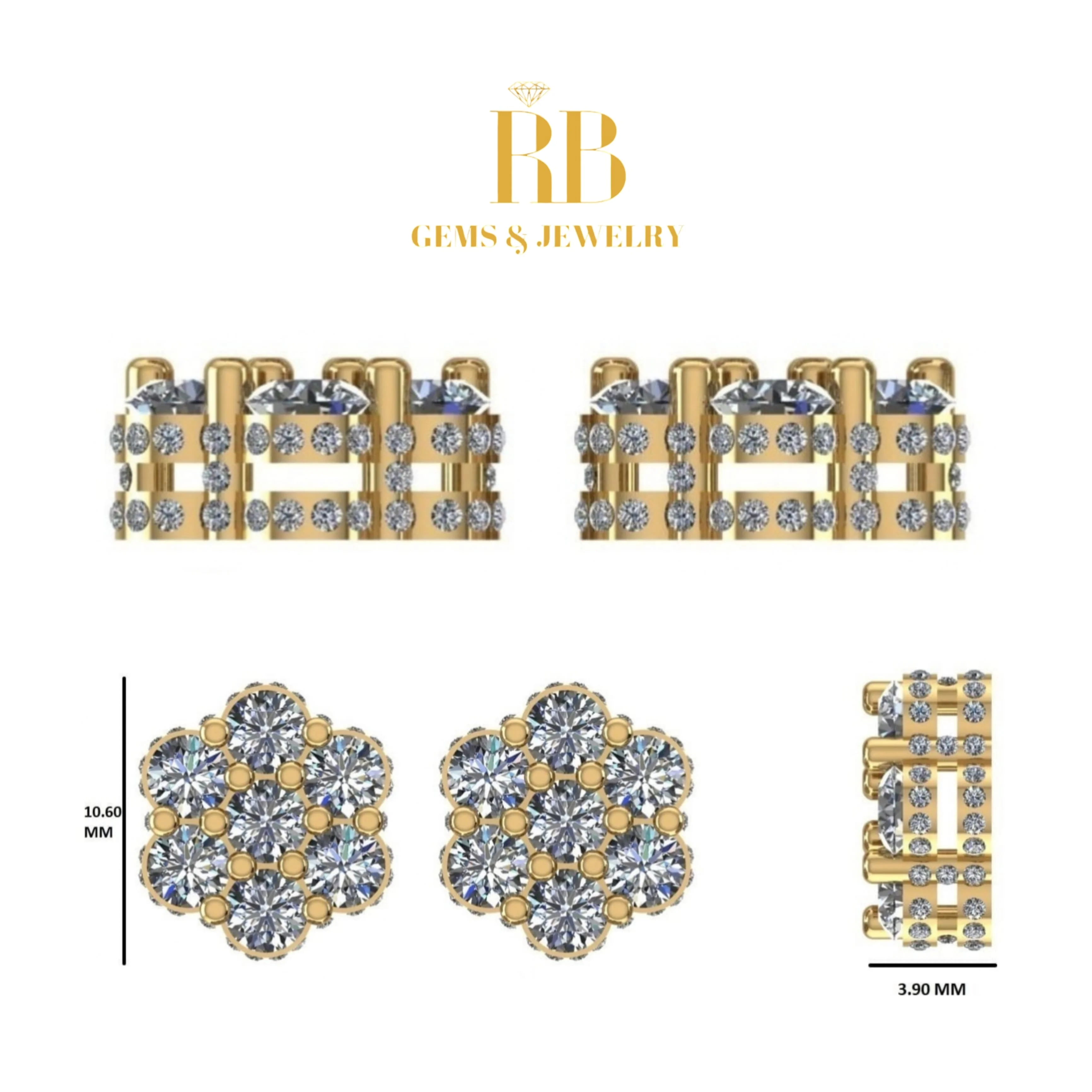 Luxury Fine Jewelry Stud 925 Sterling Silver 10K 14K 18K Gold Solid D Color VVS1 Lab Grown Diamond Moissanite Earring Women