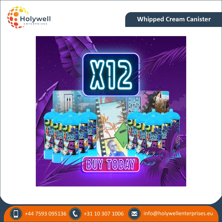 OEM Available of Cream Chargers Best Quality Miami Magic 320g Whipped Cream Charger Cylinder Pack of 6 and Pack of 12
