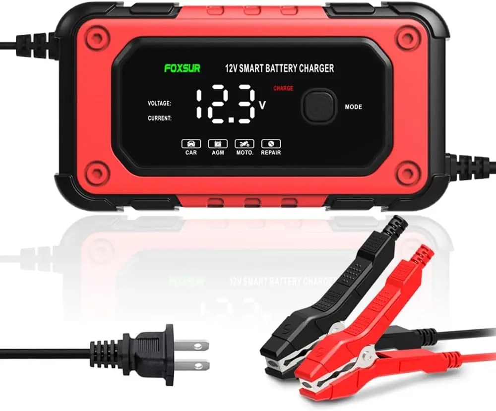 Car Battery Charger 12/24V 8A Touch Screen Pulse Repair LCD Battery Charger For Car
