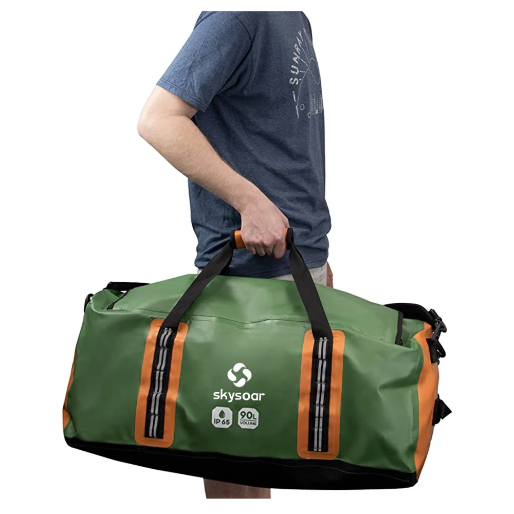 OEM Factory Durable Large Capacity 500D PVC Tarpaulin Waterproof Dry Travel Hiking Duffel Bag Convertible Backpack