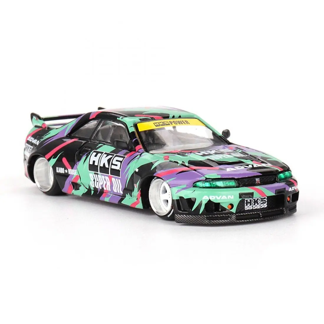 Mini GT x Kaido House KHMG129 1/64 Nissan Skyline GT-R R33 HKS V1 Diecast Scale Model Car