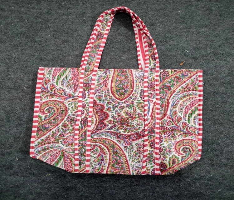 Multi Patchwork Hand Quilted Tote Bag Beautiful Women Shopping Bag Sustainable cotton bag with contrast color decorative pining