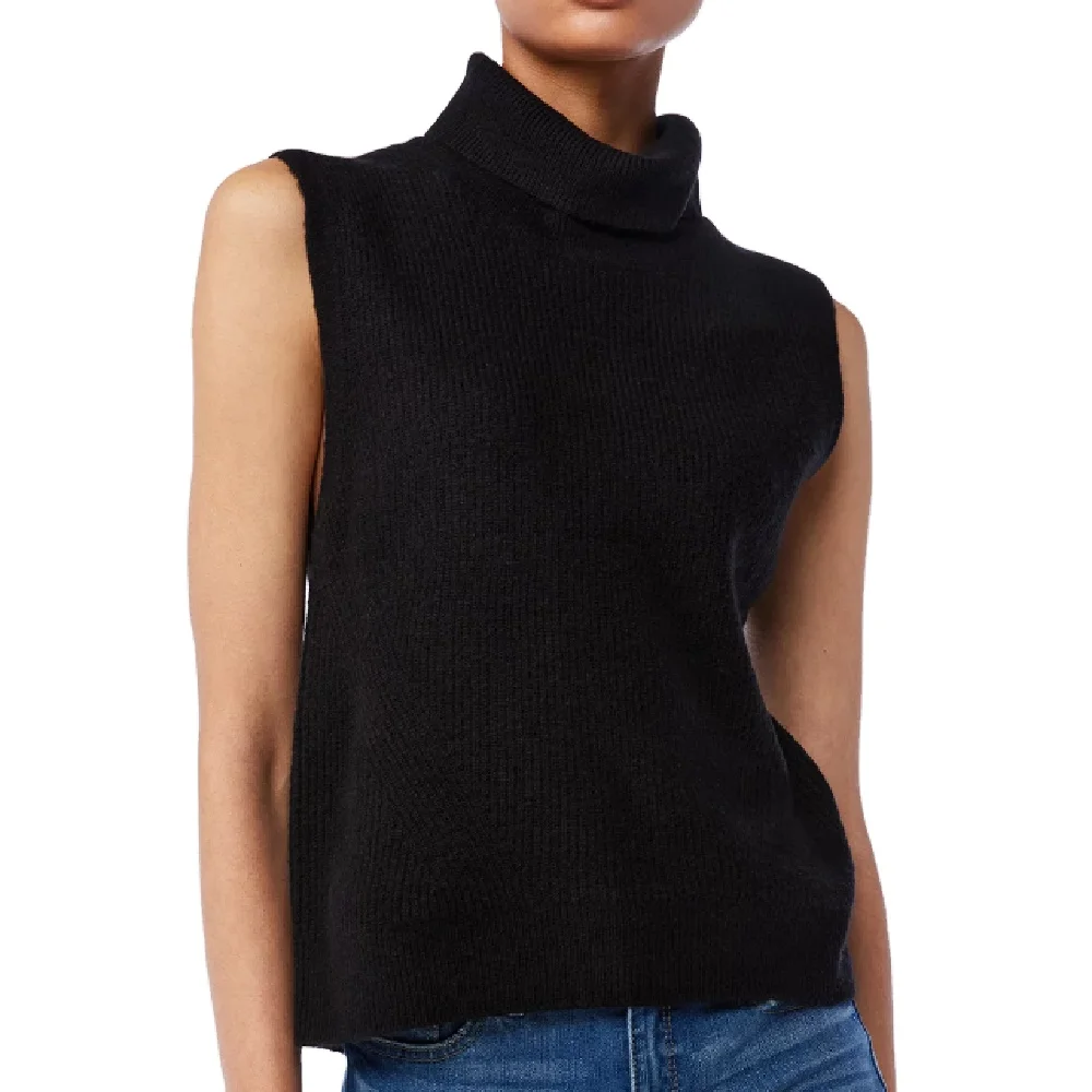 Sleeveless Customized Design Sweater Hand Knitted Multicolor Turtleneck Pullover Women Sweater Turtleneck Sweater for Women