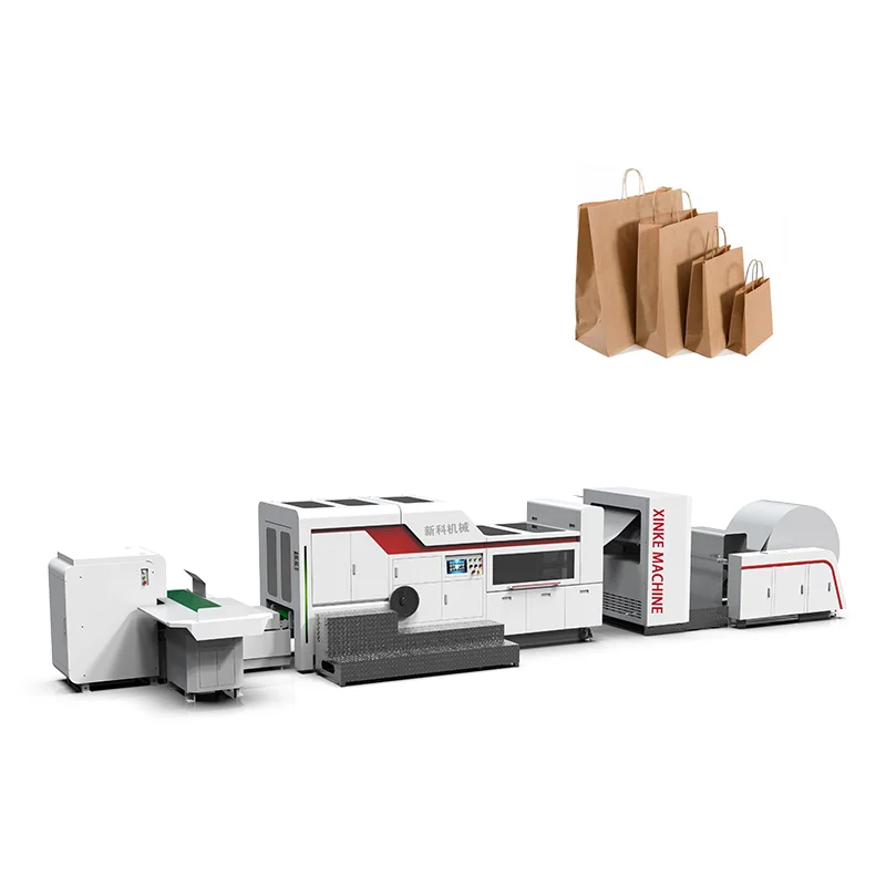 Shopping Paper Bag And Shopping Paper Bag Making Machine Production Line With 4 Colors Printing Machine