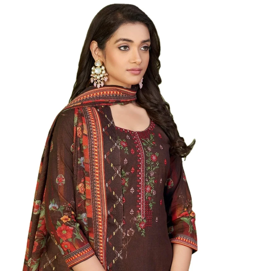 Pure Soft Cotton Kashmir Print Fancy Embroidery Swarovski Diamond Work Sal-war suit collection
