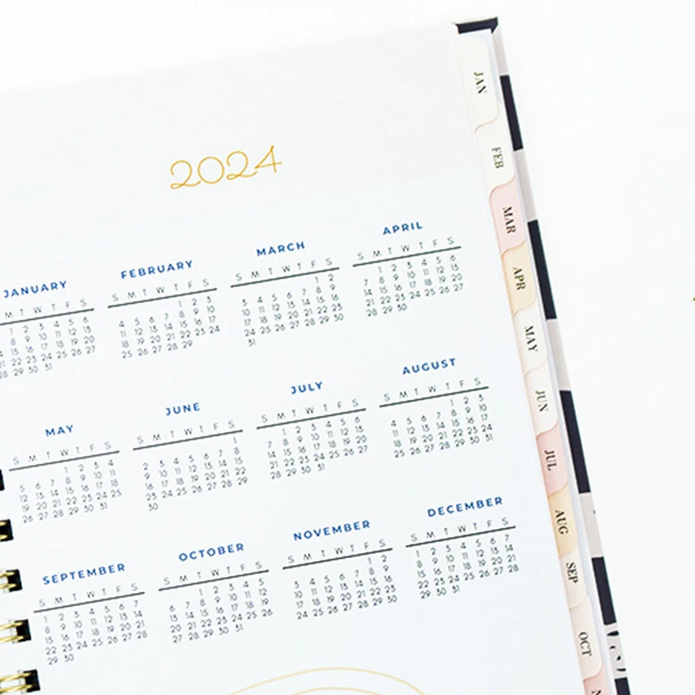 Hard Cover Notebook Custom A5 2024 Planner To Do List Planner Travel Journal Notebook With Spiral Binding