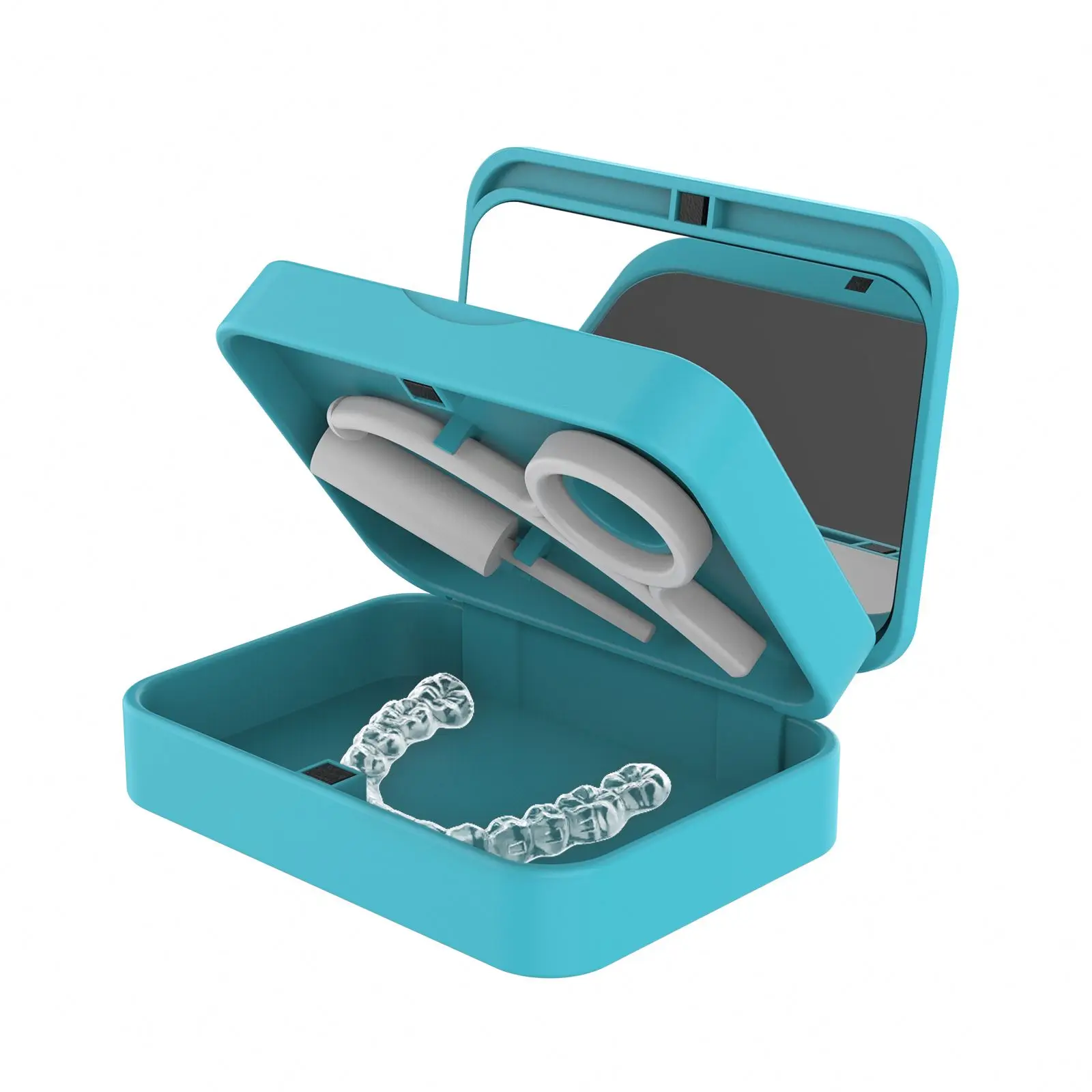 New Wholesale  colorful dental braces box retainer case plastic orthodontic denture box with mirror