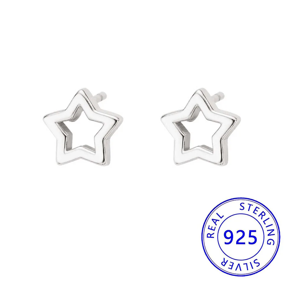Foxi CLASSIC Minimalist style Spring Wholesale cheap 925 sterling silver hollow star stud 18k gold plated 925 silver jewelry men