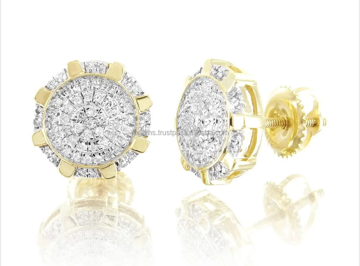 Womens Customized earrings in 10k yellow gold with natural diamonds of 1.01 ct by Indian Wholesale jewelry manufacturer