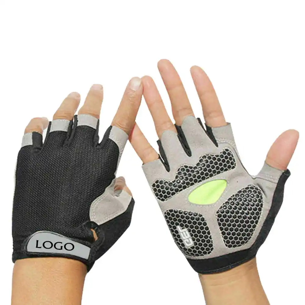 Wholesale Price Anti Slip Customized Cycling Gloves Half Finger Heavy Duty Fitness Safety Leather Sports Cycle Racing Gloves