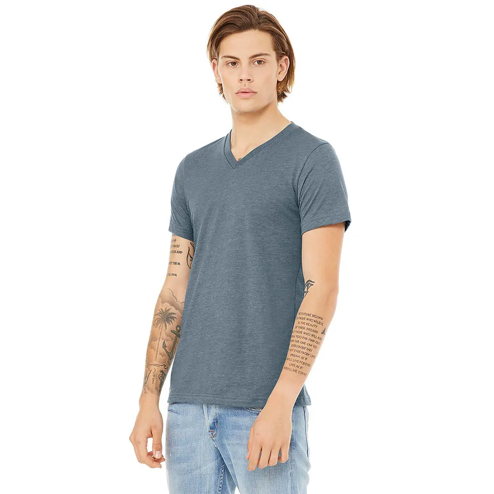 Bella 3001 Heather Brown UNISEX HEATHER CVC V-NECK TEE classic V neck, short sleeves and superior combed  cotton Breathable  tee