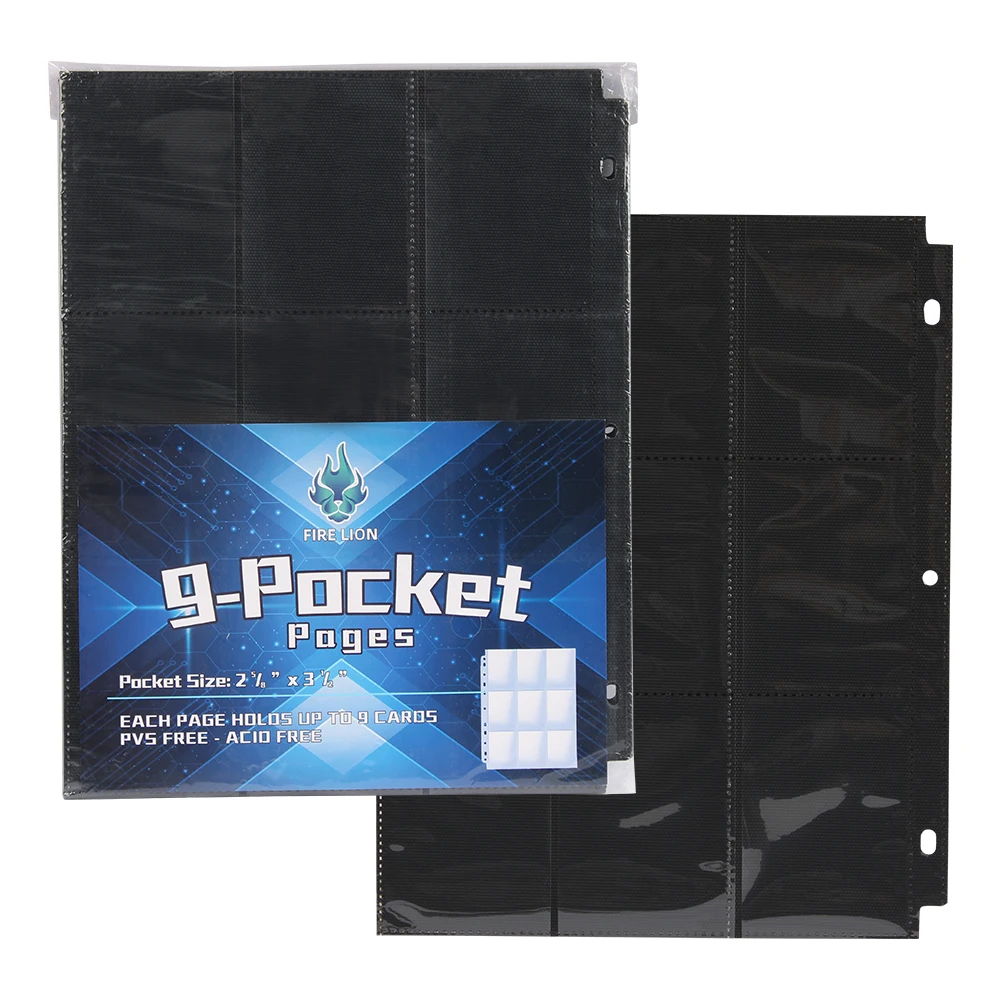 Hot sale- CT Card Pages- Holds 252 Top Loaders, 8 INCLUDED, Trading Cards in 3' X 4' Toploaders (9 pocket, black)