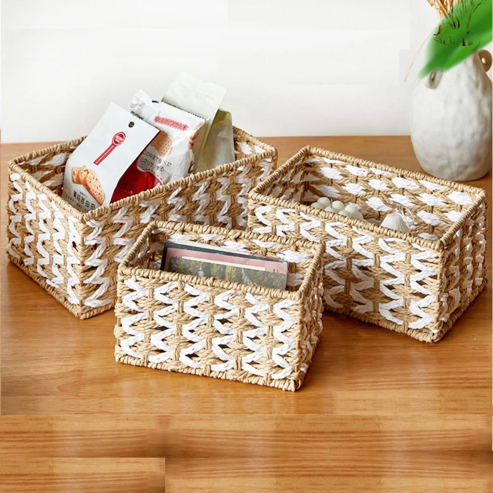 Heart Shaped Hand Woven Pantry Storage Baskets Other Paper Rope Material Storage Basket For Sale made in viet nam