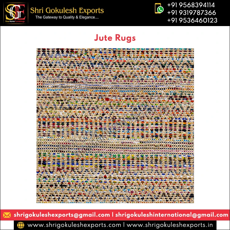 Best Wholesale Deal on Highest Quality Multicolor Handmade Woven 100% Natural Fiber Jute Rug for Floor Living Rooms