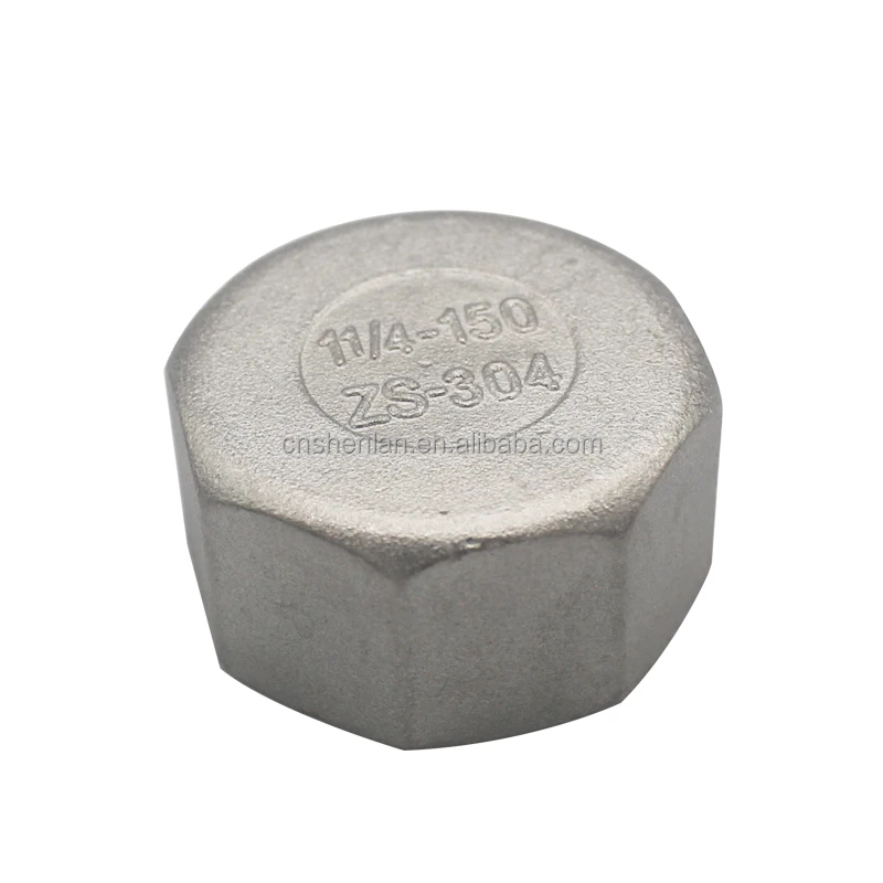 SS304 Pipe Fitting 1/2 inch 3/4 inch BSP Female Thread Stainless Steel Hex Cap For Plumbing