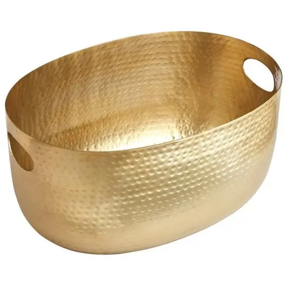 Aluminium Decorative Metal Tabletop Gold Color Stylish Hammered Design Wine Bucket Cooler with Customization Available