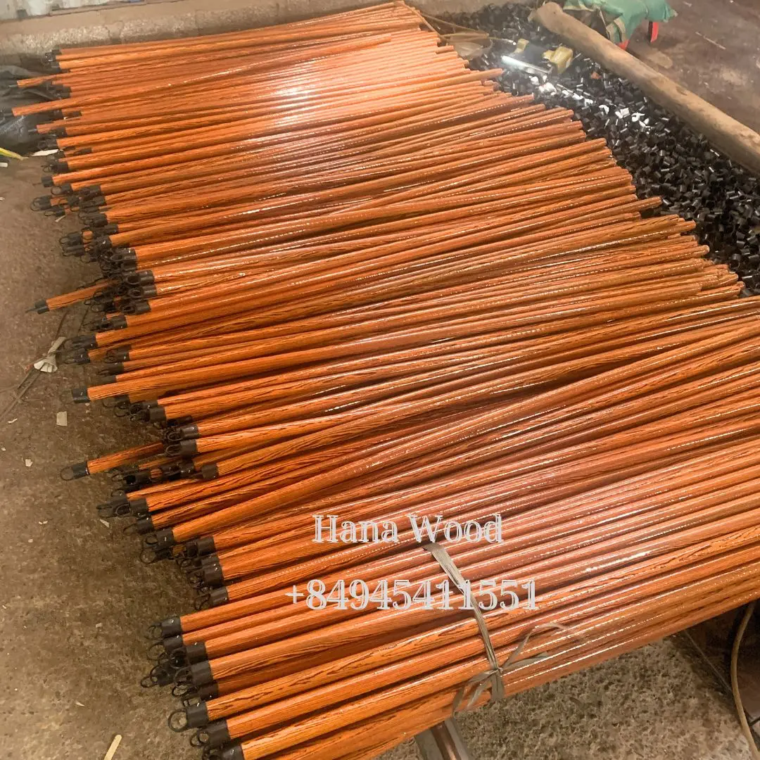 Vietnam wooden broom handle pvc coated grain wood broom rods mop stick making machine cheapest price