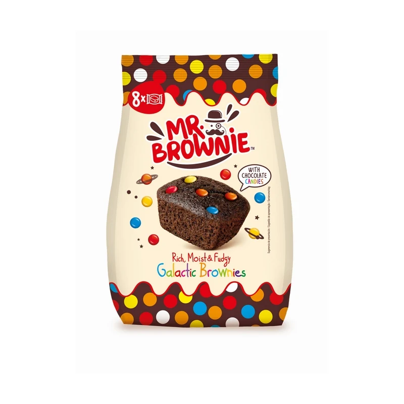 Delicious Brownies Cakes Chocolate Brownie Galactic with Chocolate Candies 8 Pieces Individually Packaged Palm Oil & GMO Free
