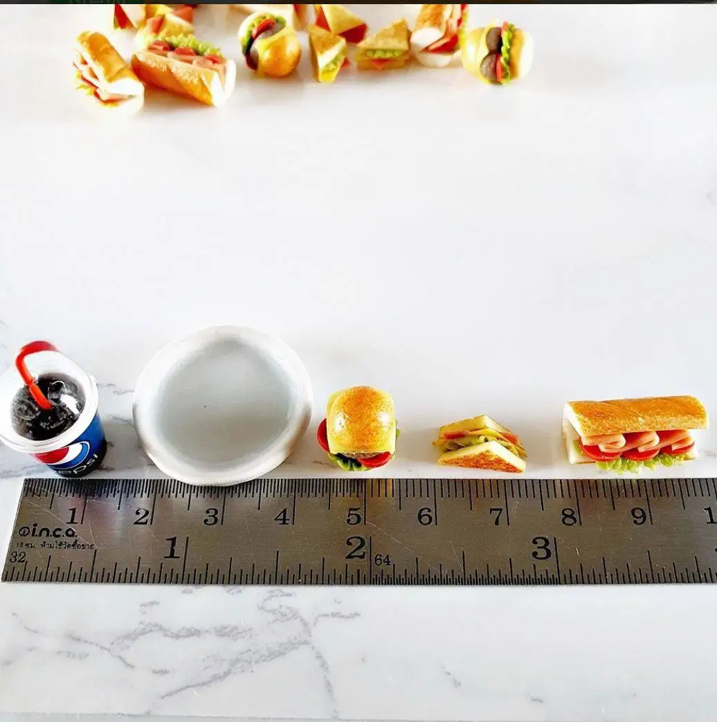 Dollhouse Miniatures Food Burger Sandwich Pepsi Cup Set