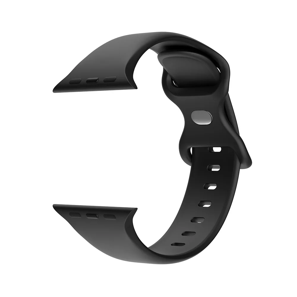 Direct Sales Silicone Butterfly Button Strap Push-button Strap sport watch band for For iWatch 1/2/3/4/5/6/SE/7