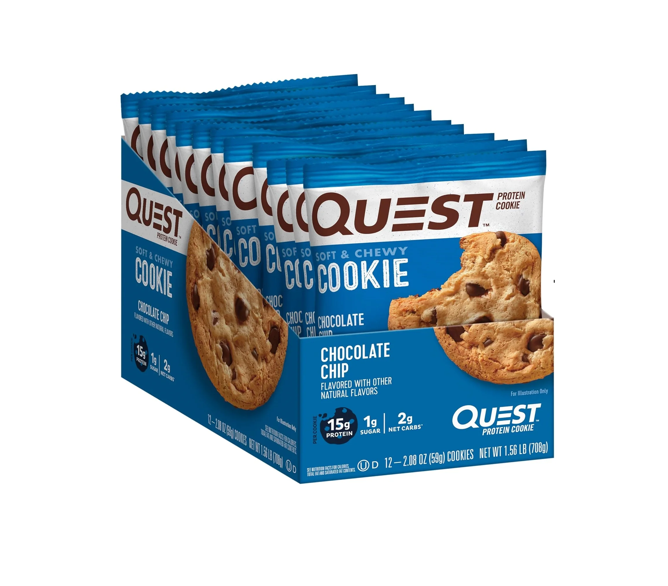 Quest Nutrition Chocolate Chip Protein Cookie Keto Friendly High Protein  Low Carb 12 Count