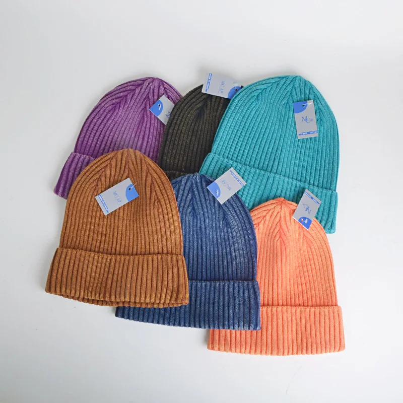 Qianzun Bulk Order Unisex Adults Cuffed Vintage Stone Acid Washed Beanie