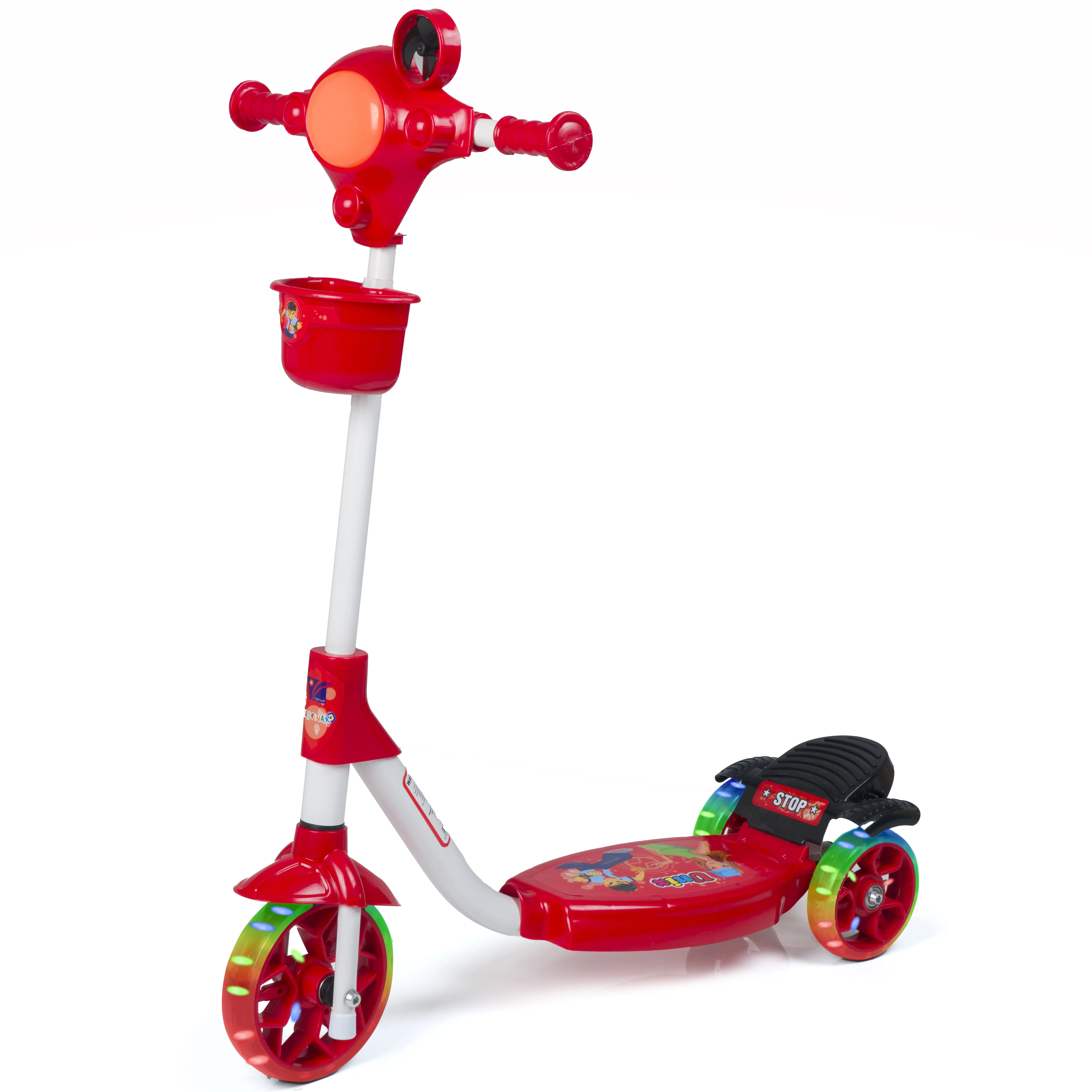 OEM 3-in-1 Kick Scooter for Kids and Babies Foldable with Silicone Wheels and 6 Lights on Each Wheel for 3-6 Years