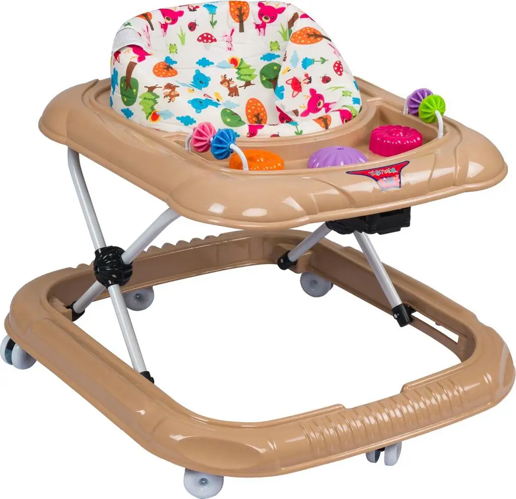 2024 Trendy Smart Educational Folding Baby Walker 10 Wheels Activity Table 6-18 Months Plastic Iron Frame for Learning Toys