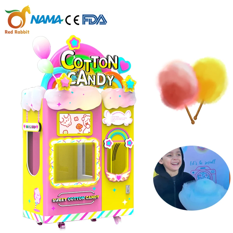 High Profit Make Money full automatic cotton candy vending machine robot Commercial cotton candy machine manufacturer