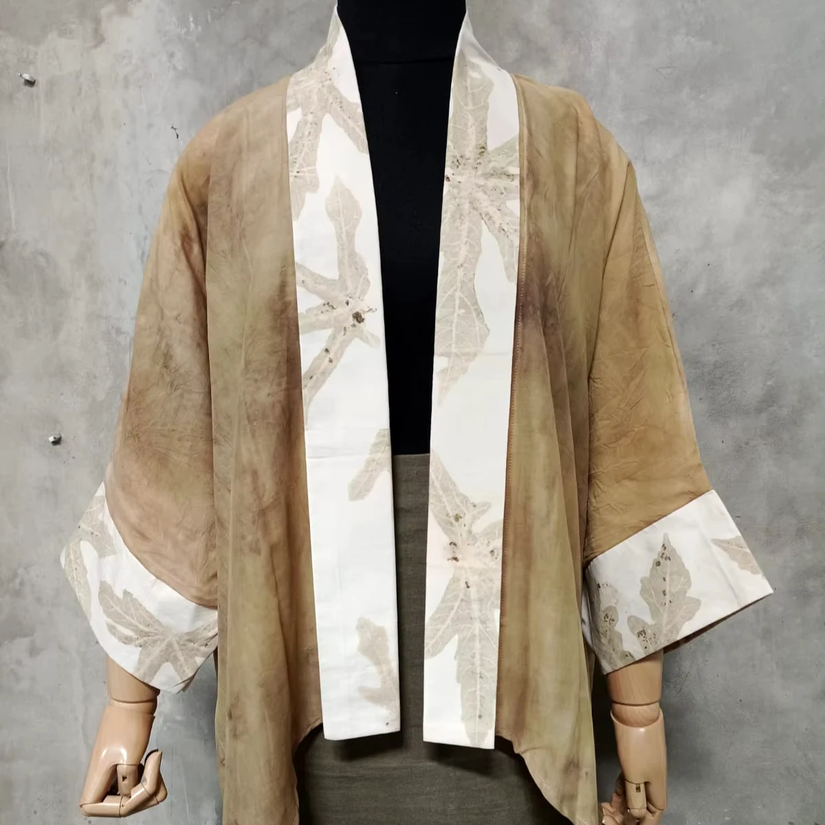 ECOPRINT OUTER FASHION WOMAN TOP DRESS WITH BROWN