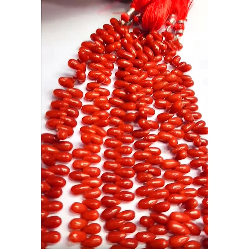 6 strands Of Natural Coral smooth drop 391 cts lot 7 inch length Iroc Sales Good quality genuine coral gemstone US$429 for all