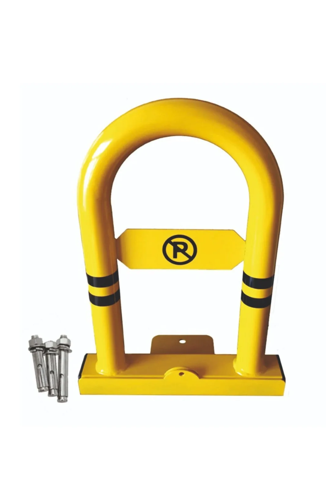 Yellow Color U Design Iron Steel Metal Parking Post Barrier Locked Traffic Parking Signs Car Parking Barrier Lock