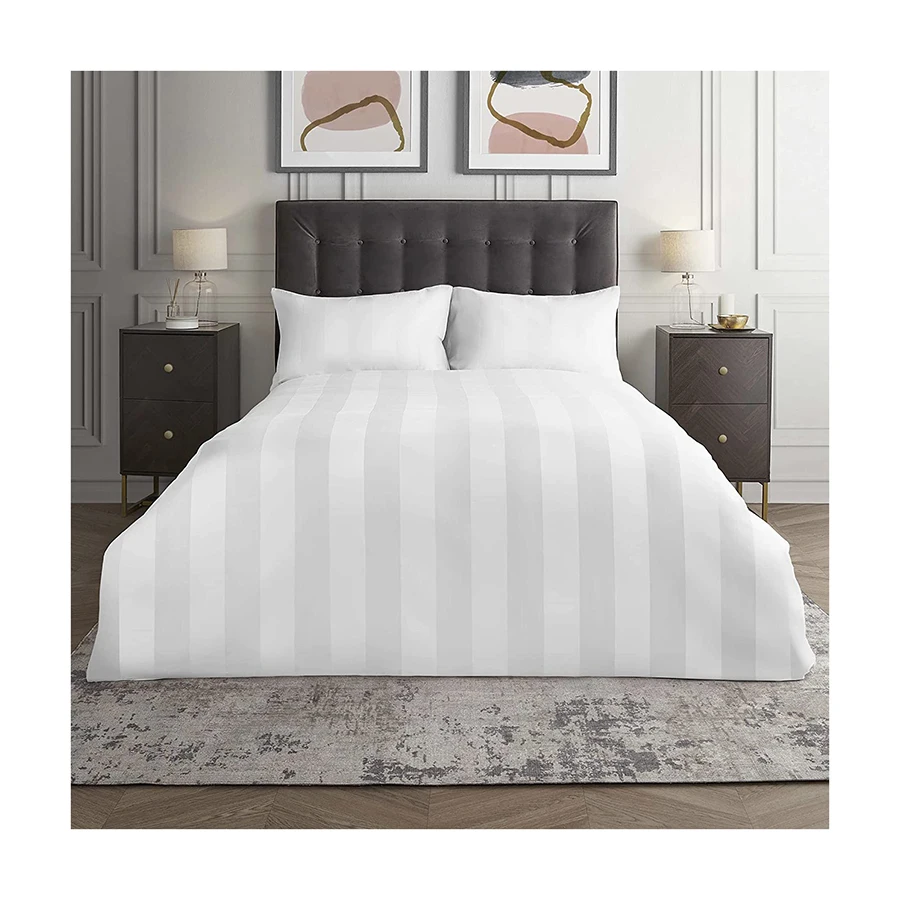 Top trending best selling manufactured design 100% Cotton Bedding Set Satin Fabric white bed sheet