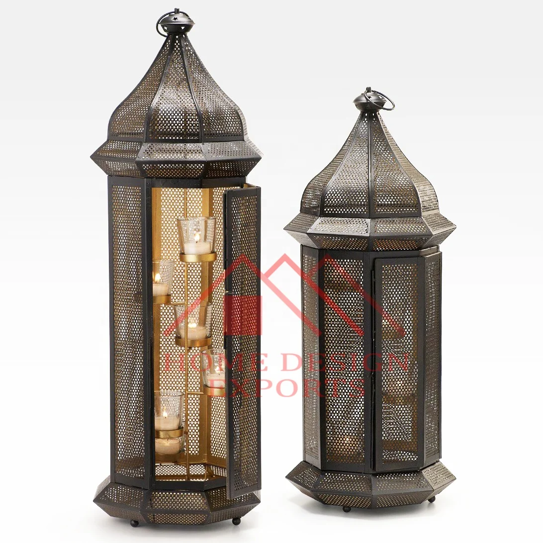 Arabic DEsign Hanging Moroccan Lanterns For Garden Farmhouse & Weeding Decor Candle Lantern with Antique Black Finishing Decor