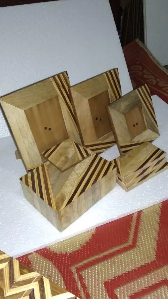 Handmade Bone Inlay Wooden Modern Pattern Photo Frame Furniture And Coaster Box Christmas Decor For Wedding Gift Home Decor