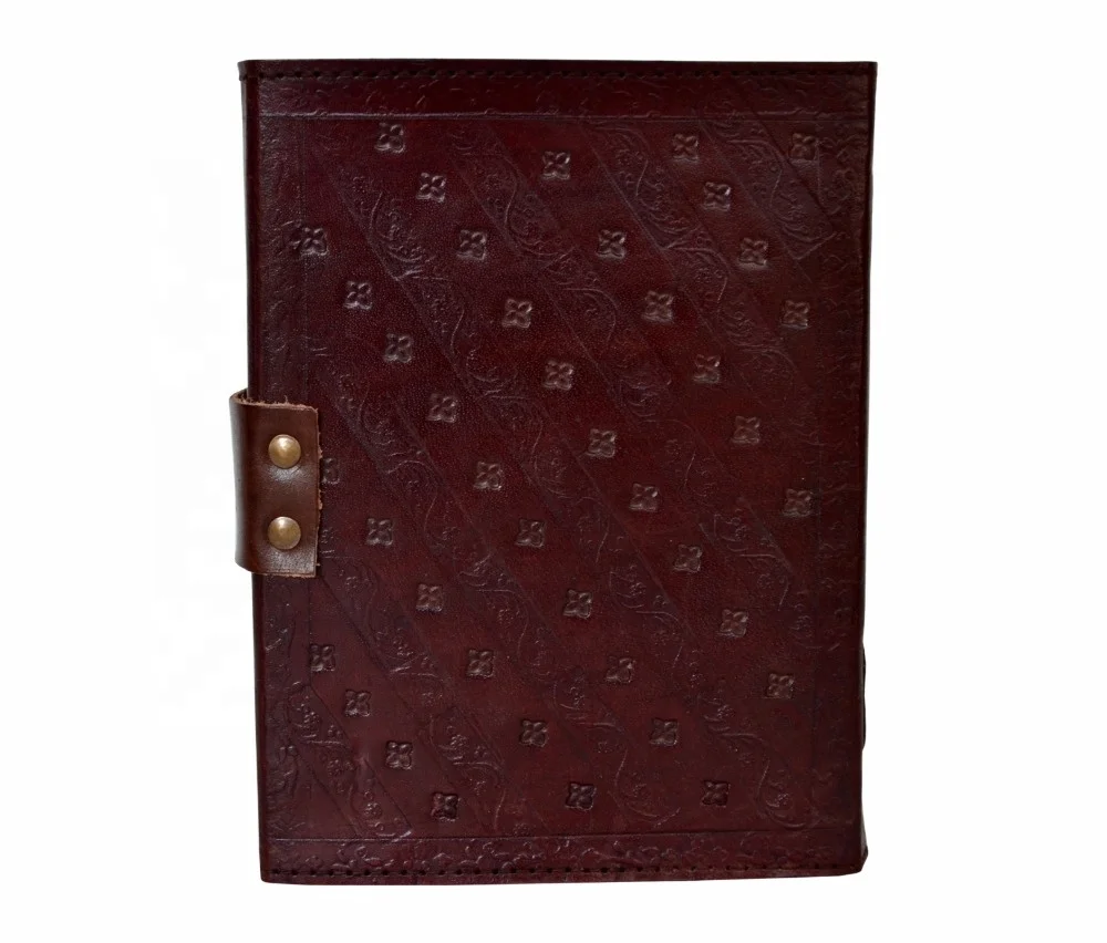 Medusa Symbol Embossed Handmade Leather Journal Brown Hardcover Diary Notebook With Blank White Paper And Antique Metal Lock