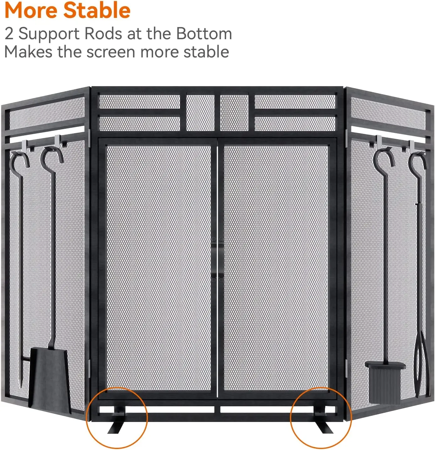 Winters Season Top Trending Unique Large Flat Guard with Tool Set Fireplace Metal Screen For Living Room Decoration